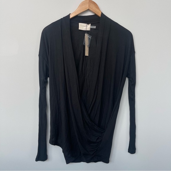 Alice + Olivia Tops - Alice + Olivia | Air Faux Wrap Top Black NWT Closet Staple